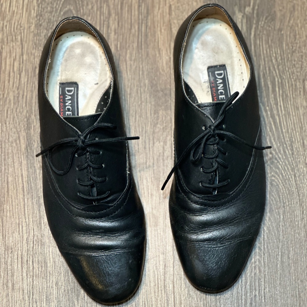 Vintage Men ballroom fine dance shoes leather shoe lace size 7 with shoe bag - Picture 3 of 12